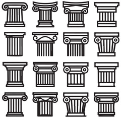 Roman or Greek Columns Vector Set