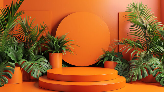 orange podium stage summer 3d podium concept