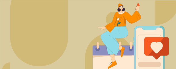 Check-in character flat vector concept operation hand-drawn illustration
