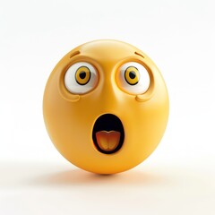 Fototapeta premium tridimensional icon with surprised expression isolated on a white background, simple and funny