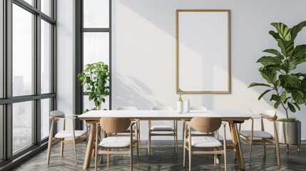Frame mockup single vertical ISO A paper size reflective glass mockup poster on the wall of living room Interior mockup Apartment background Modern interior design 3D render 26052024Mlap