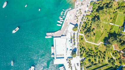 Rovinj old town aerial panoramic view, Picturesque landscape with Primosten old city, Croatia, Luftaufnahme von Rovinj-Istrien im Sommer.