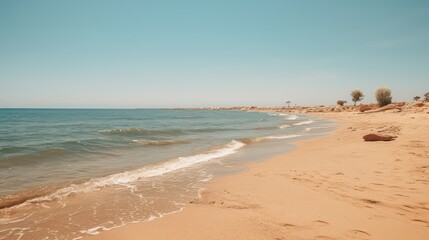 Obraz premium sandy seashore wallpaper with beautiful light and panoramic view of the horizon