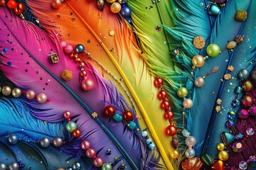 Colorful feathers and beads