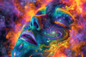 Psychedelic human meditation abstract pattern purple.