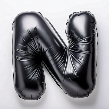 Inflate, puffy shapes made of black soft detailed leather, folds and wrinkles on material, isolated&nbsp;on&nbsp;white.
