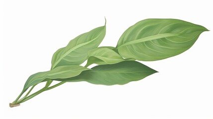 Green leaves of a plant on a white background.