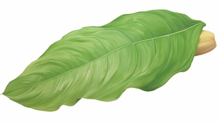 Large green leaf on a white background.