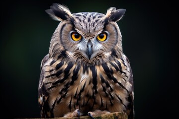 Naklejka premium A close up of a european eagle owl perched animal beak bird.