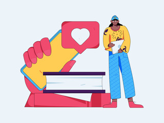 Check-in character flat vector concept operation hand-drawn illustration
