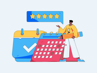 Check-in character flat vector concept operation hand-drawn illustration
