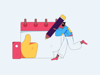 Check-in character flat vector concept operation hand-drawn illustration
