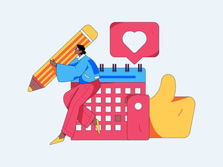 Check-in character flat vector concept operation hand-drawn illustration
