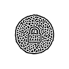 Unique Lock Sign Icon Symbol for Smartphone App Mobile Security Protection in Abstract Style Pattern
