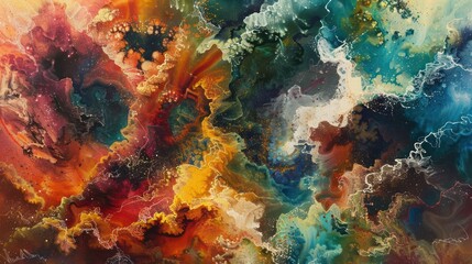 Naklejka premium A stunning display of ultra-realism, a colorful texture bursts forth with vibrant energy, its rough surface adorned with a mesmerizing mix of hues.