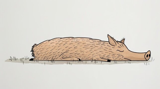 recommend clip art: Cute cartoon pig sleeping on the grass.