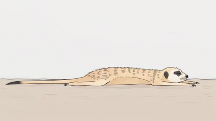 Obraz premium Meerkat lying on the sand