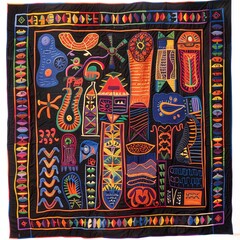 Obraz premium Heritage Unveiled Vibrant Panama Mola Tapestry