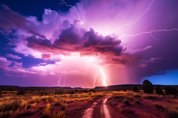 Azure Symphony Lightning Dance Amidst Stormy Skies.