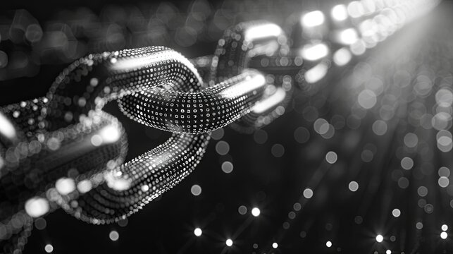 A black and white image of a blockchain