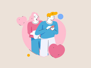 Happy Valentine's Day flat character vector concept business hand drawn illustration
