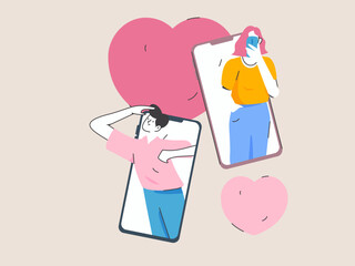 Happy Valentine's Day flat character vector concept business hand drawn illustration
