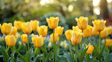 Obraz premium Background of yellow tulips
