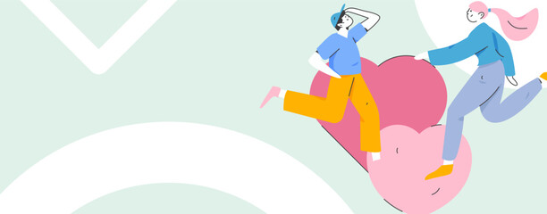 Happy Valentine's Day flat character vector concept business hand drawn illustration
