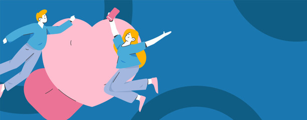 Happy Valentine's Day flat character vector concept business hand drawn illustration
