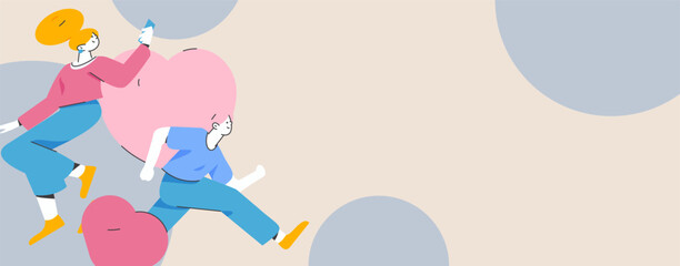 Happy Valentine's Day flat character vector concept business hand drawn illustration
