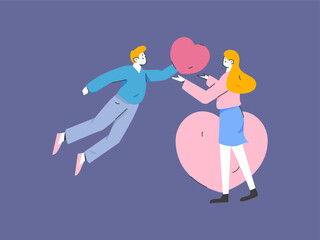 Happy Valentine's Day flat character vector concept business hand drawn illustration
