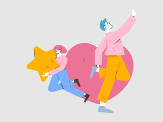 Happy Valentine's Day flat character vector concept business hand drawn illustration
