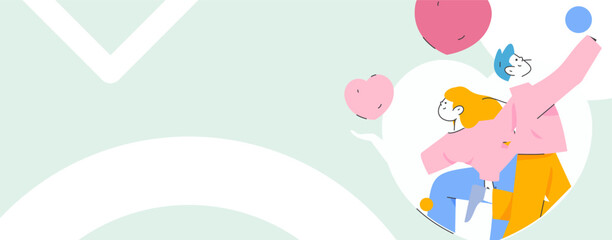 Happy Valentine's Day flat character vector concept business hand drawn illustration
