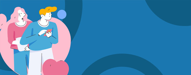 Happy Valentine's Day flat character vector concept business hand drawn illustration
