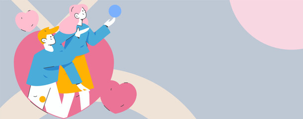 Happy Valentine's Day flat character vector concept business hand drawn illustration
