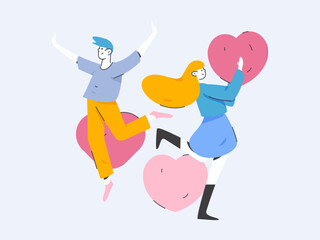 Happy Valentine's Day flat character vector concept business hand drawn illustration
