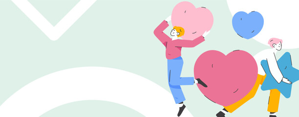 Happy Valentine's Day flat character vector concept business hand drawn illustration
