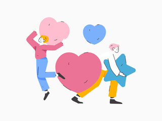 Happy Valentine's Day flat character vector concept business hand drawn illustration
