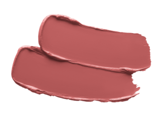 Lipstick smear smudge swatch. Matte creamy makeup texture. Nude color cosmetic product isolated on transparent background