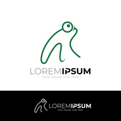 Frog logo with line style, amphibian animal icon