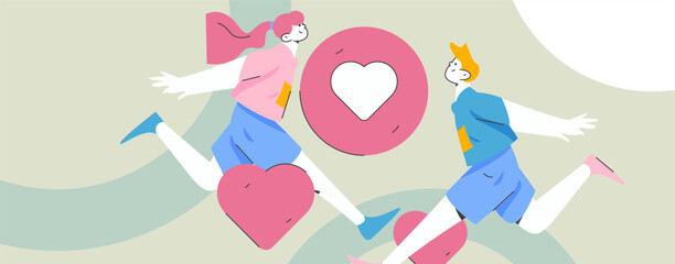 Happy Valentine's Day flat character vector concept business hand drawn illustration
