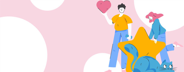 Happy Valentine's Day flat character vector concept business hand drawn illustration
