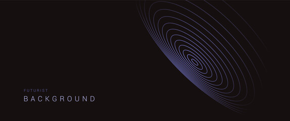 blue perspective circle line swirl with large copy space and text preview, futuristic vector design for background, presentation, banner