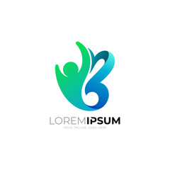 People active logo with letter B design vector, 3d colorful style