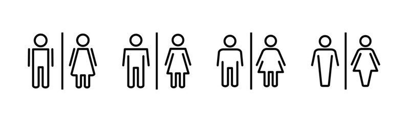 Toilet icon set. restrooms icon vector. bathroom sign. wc, lavatory