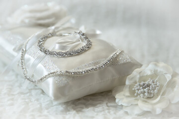 Light wedding background with decorations and lace