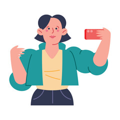woman takes selfie on the phone