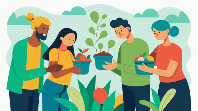 The community gardens seed exchange not only promotes cooperation a gardeners but also encourages sustainable practices. Participants are encouraged to save and share seeds from. Vector illustration