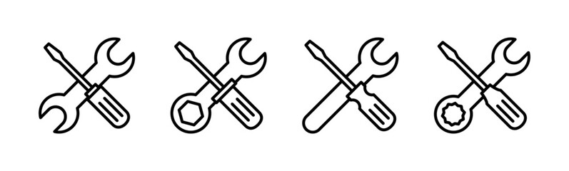 Repair tools icon set. tool icon vector. setting icon vector. Wrench and screwdriver. support, Service