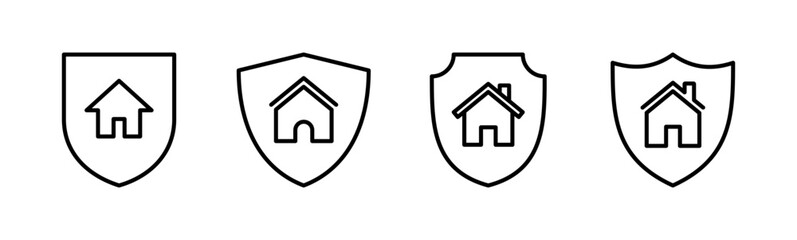 Home insurance icon set. home protection icon